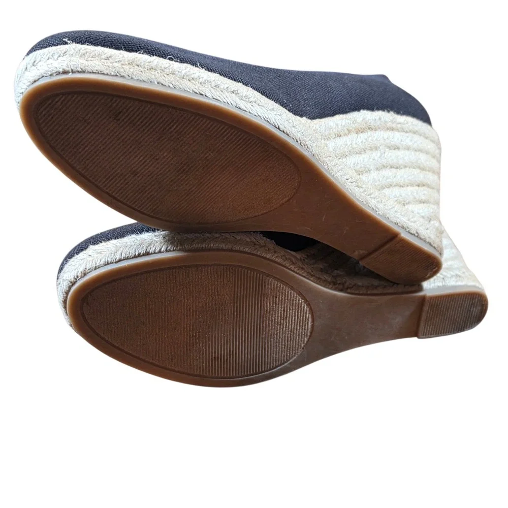 GH Bass‎ Kester Black Canvas Espadrille Wedge Pumps Womens 8.5M